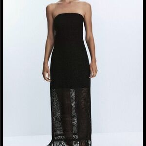 Zara Elegant Black Strapless Dress